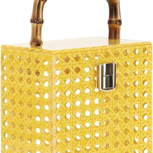 Rattan Acrylic Clutch Purse for Women Formal Wedding Evening Handbag Summer Beac